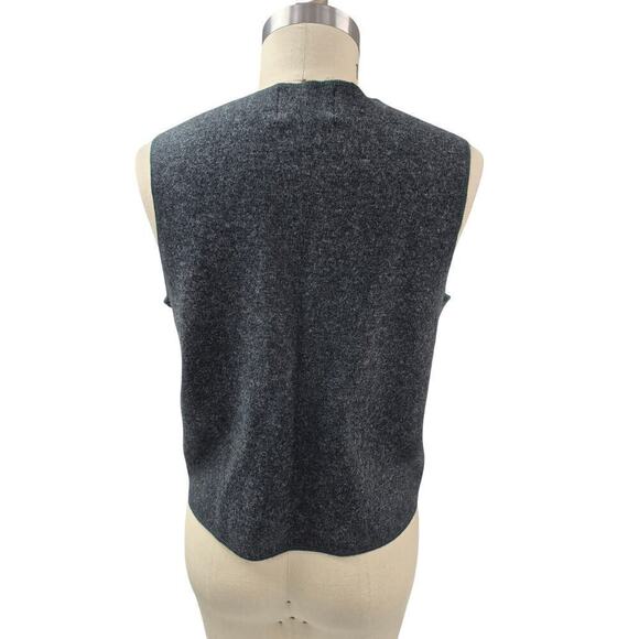 NWT Woolrich 100% Lambs Wool Charcoal Vest Bear & Deer Applique Women Sz M - Picture 3 of 10